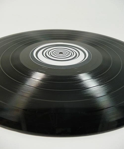 Custom black vinyl record with custom labels